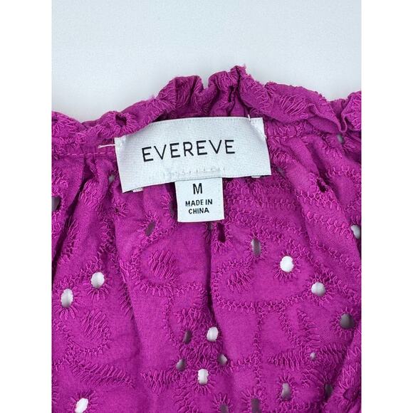 Evereve Eyelet Pink Button-Up Top Size Medium - Picture 2 of 4